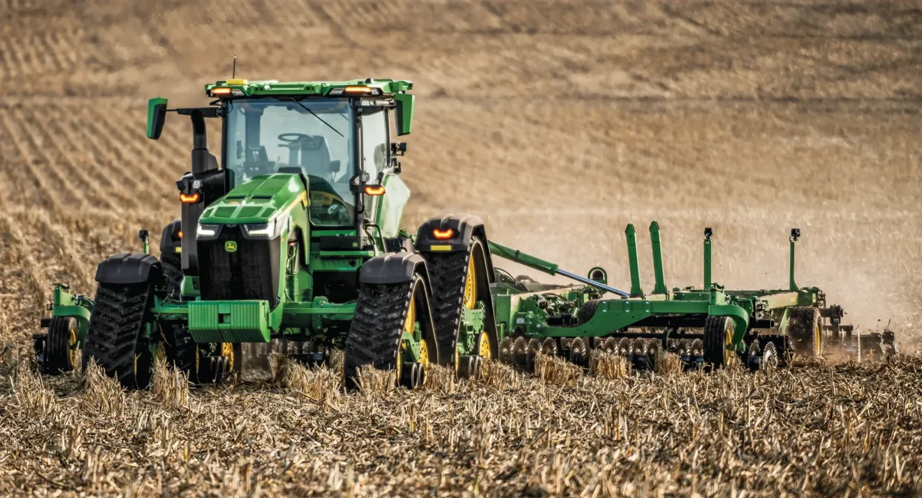 Track tractor in the field