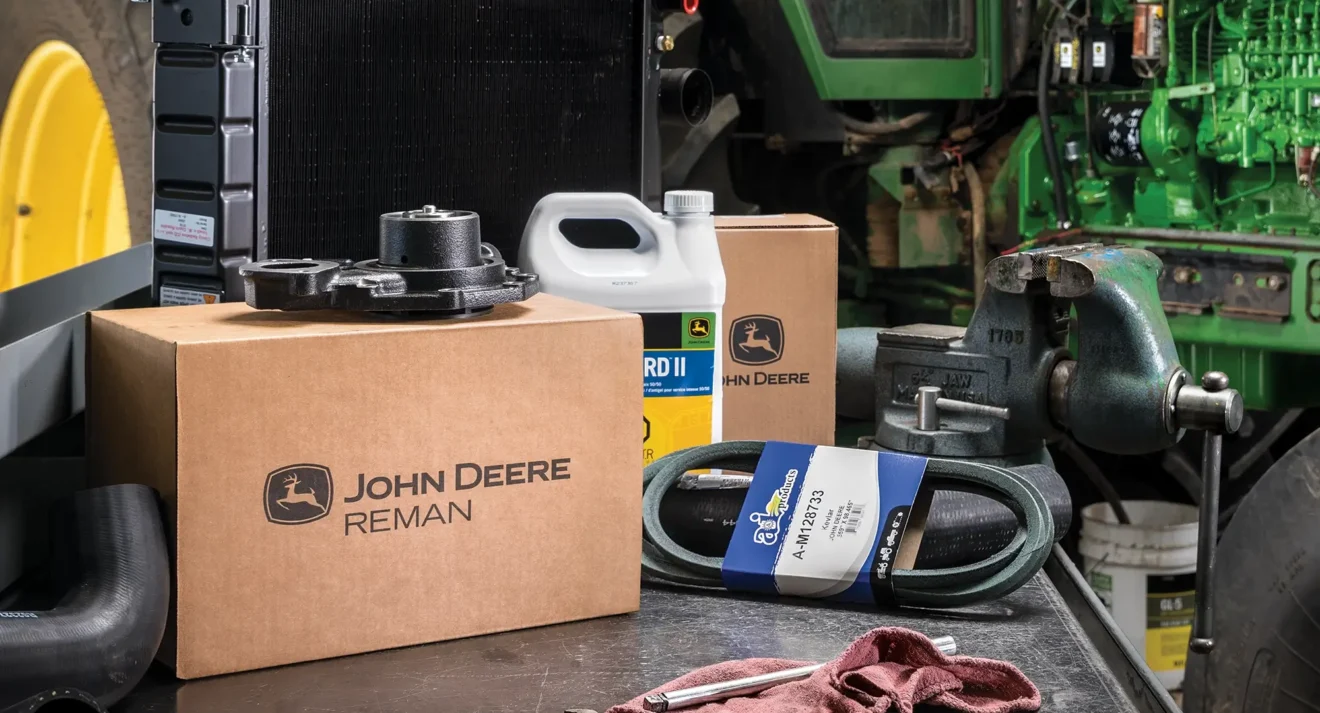 Tractor parts sitting on mechanic's desk