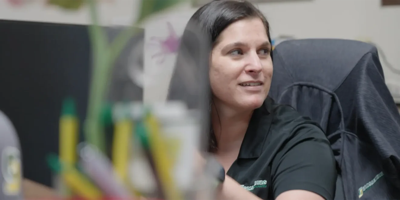 Woman working at her desk
