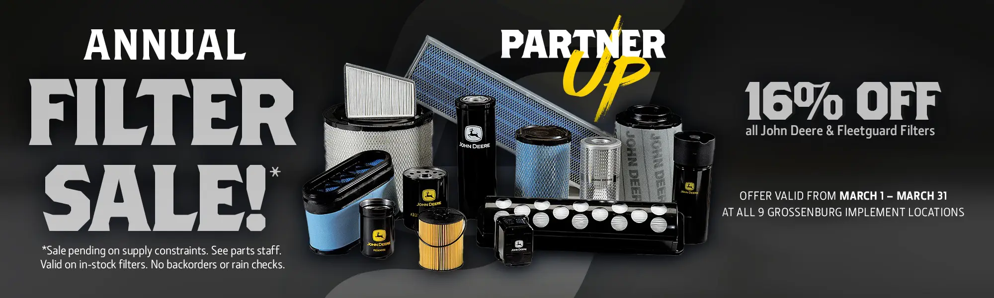 John Deere annual filter sale hero