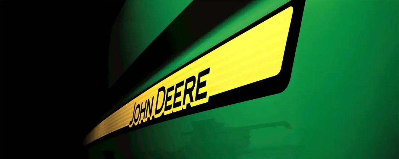 John Deere logo on side of machine